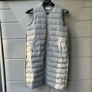 Women's Long Coat-Vest with Fuzzy Trim (Puffer)